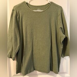 CJ Banks Olive 3/4 Sleeve Top